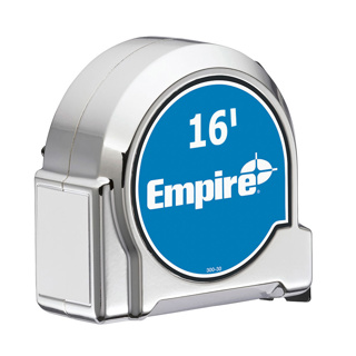 Empire Level Slide Lock Chrome Tape Measure, 16ft x 3/4in 