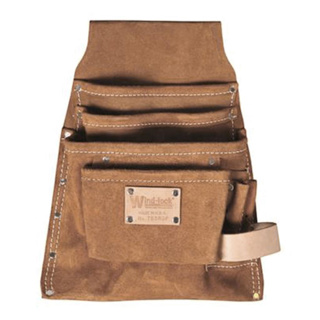 Wind-lock Split Leather Tool Pouch, 4 Pocket, Right Handed