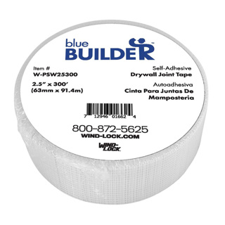 Blue Builder Drywall Mesh Tape, 2-1/2in x 300ft, White